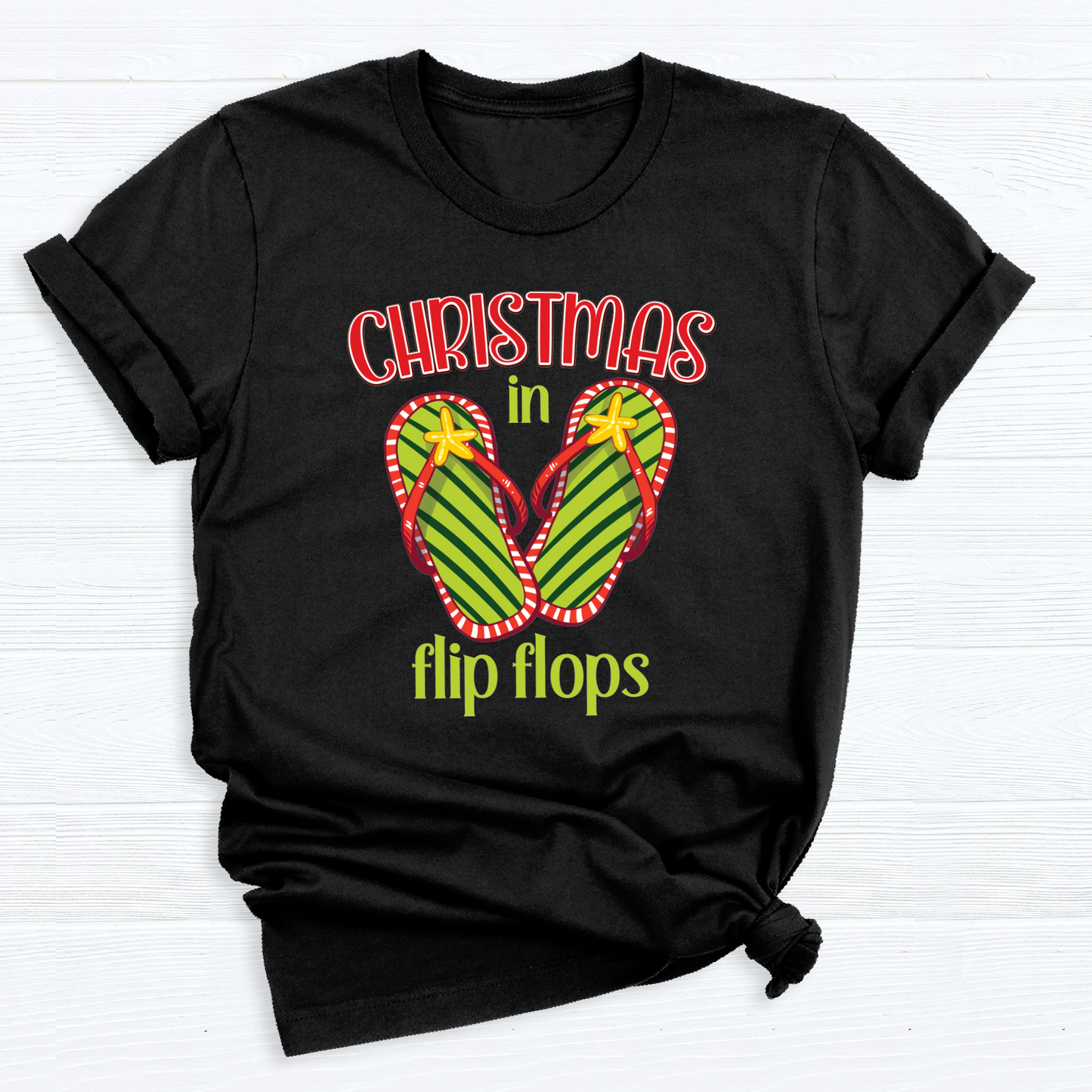 Christmas in Flip Flops DTF Transfer – Tropical Summer Christmas Ready to Press Heat Transfer