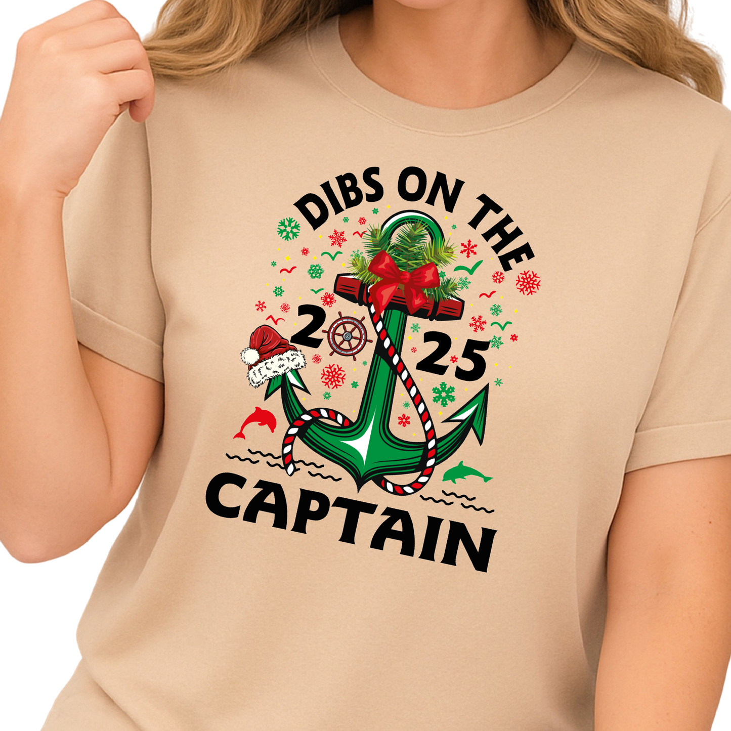 Christmas Dibs on the Captain DTF Transfer – Nautical Holiday Cruise Ready to Press Heat Transfer