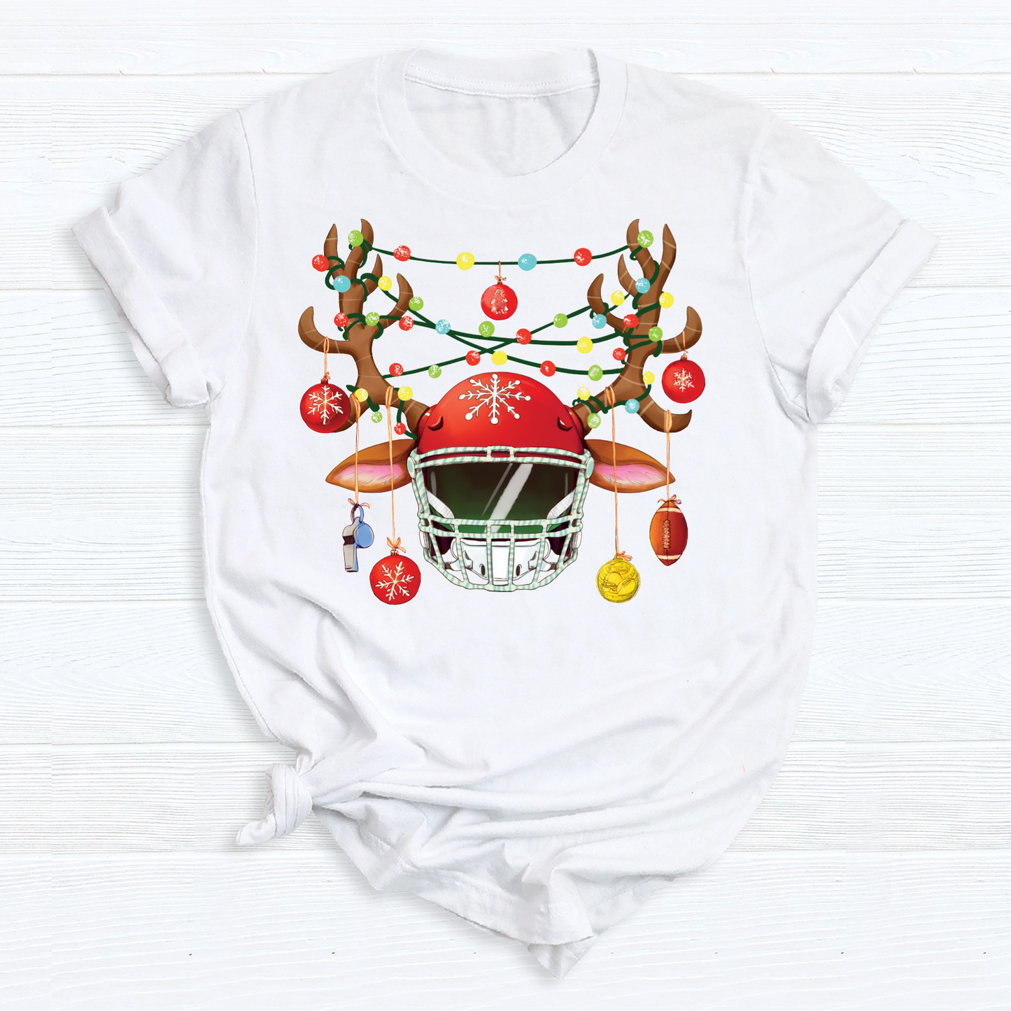 Football Christmas DTF Transfer – Santa Hat Sports Holiday Ready to Press