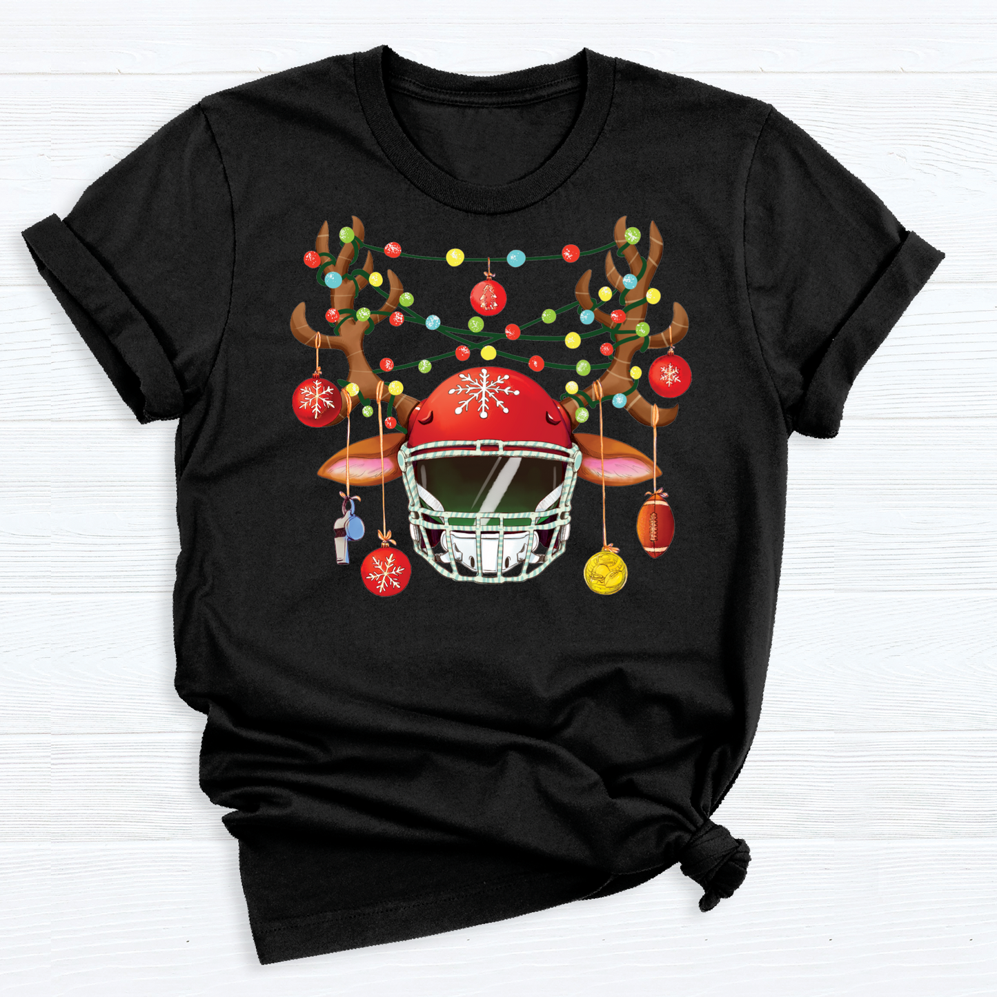 Football Christmas DTF Transfer – Santa Hat Sports Holiday Ready to Press