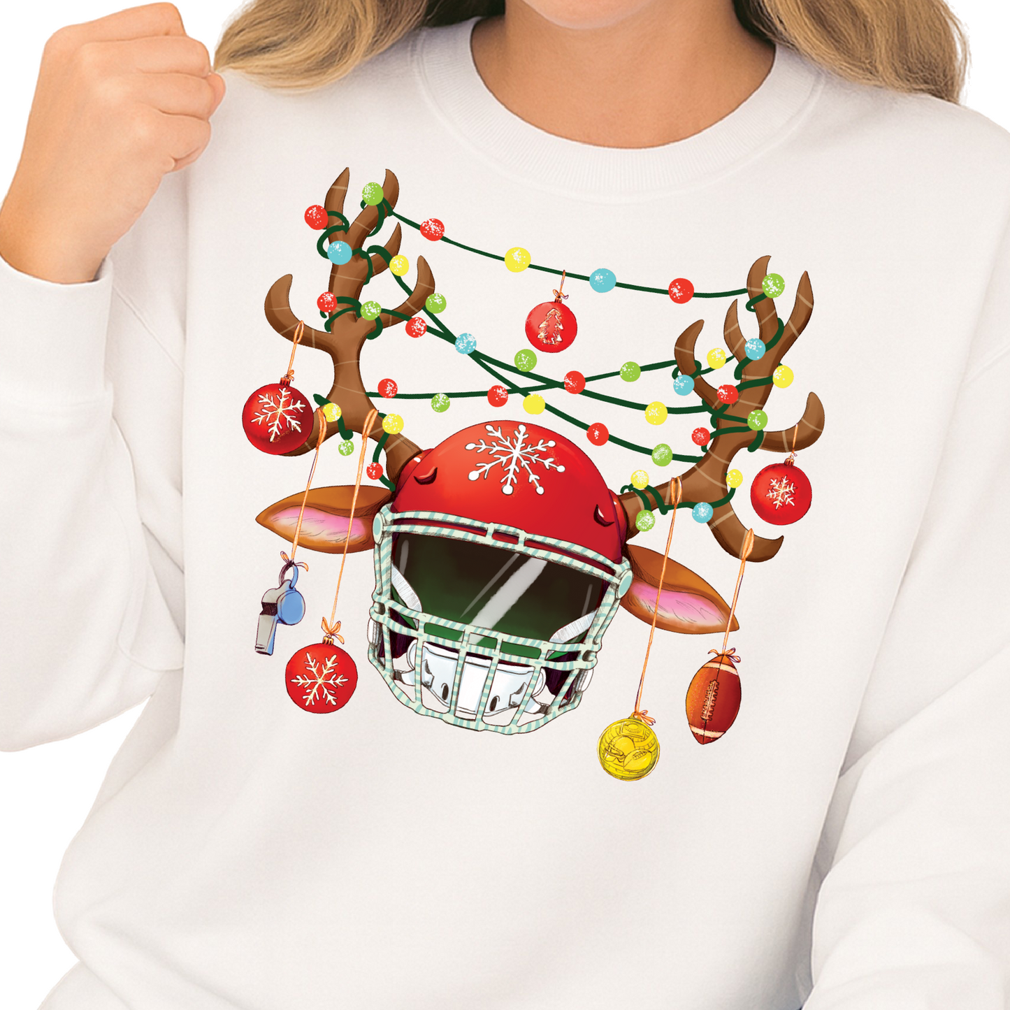 Football Christmas DTF Transfer – Santa Hat Sports Holiday Ready to Press