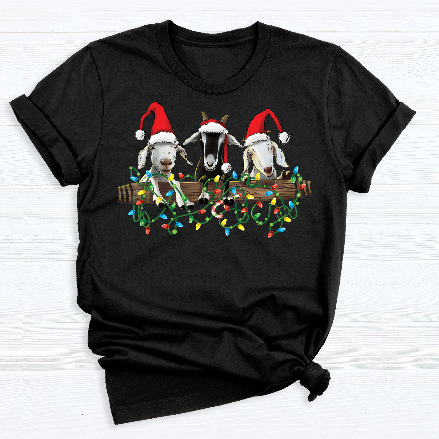 Santa Hat Goat Christmas DTF Transfer – Funny Farm Animal Holiday Ready to Press