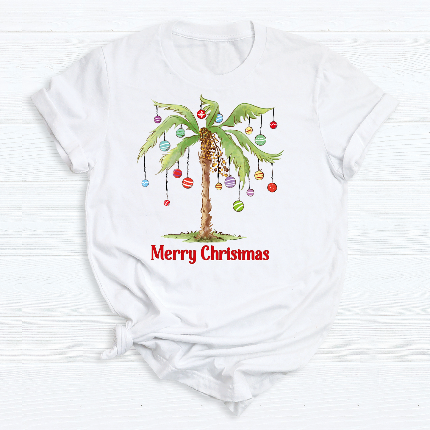 Merry Palm Tree Christmas DTF Transfer – Tropical Holiday Beach Ready to Press Heat Transfer