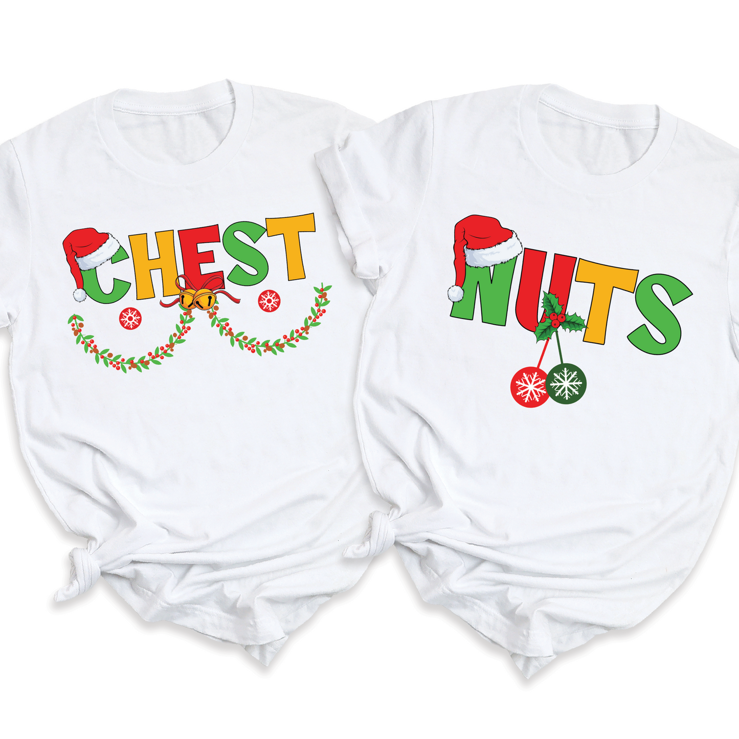 Chest Nuts Christmas DTF Transfer – Funny Couple Matching Holiday Ready to Press