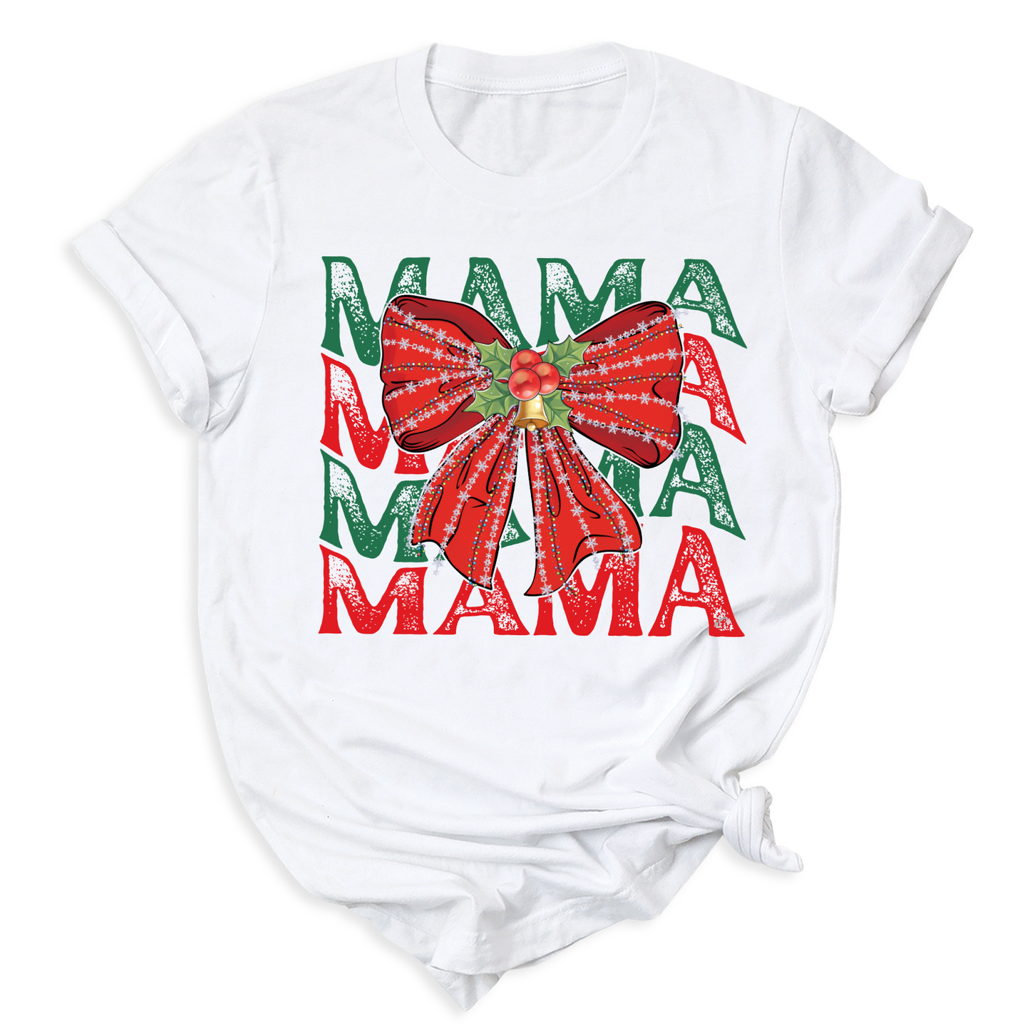 Christmas Mama DTF Transfer – Coquette Bow Holiday Ready to Press