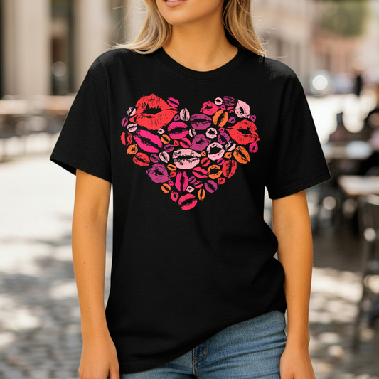 Heart Lips Valentine DTF Transfer – Cute Love & Kiss Design - DTF NOVA