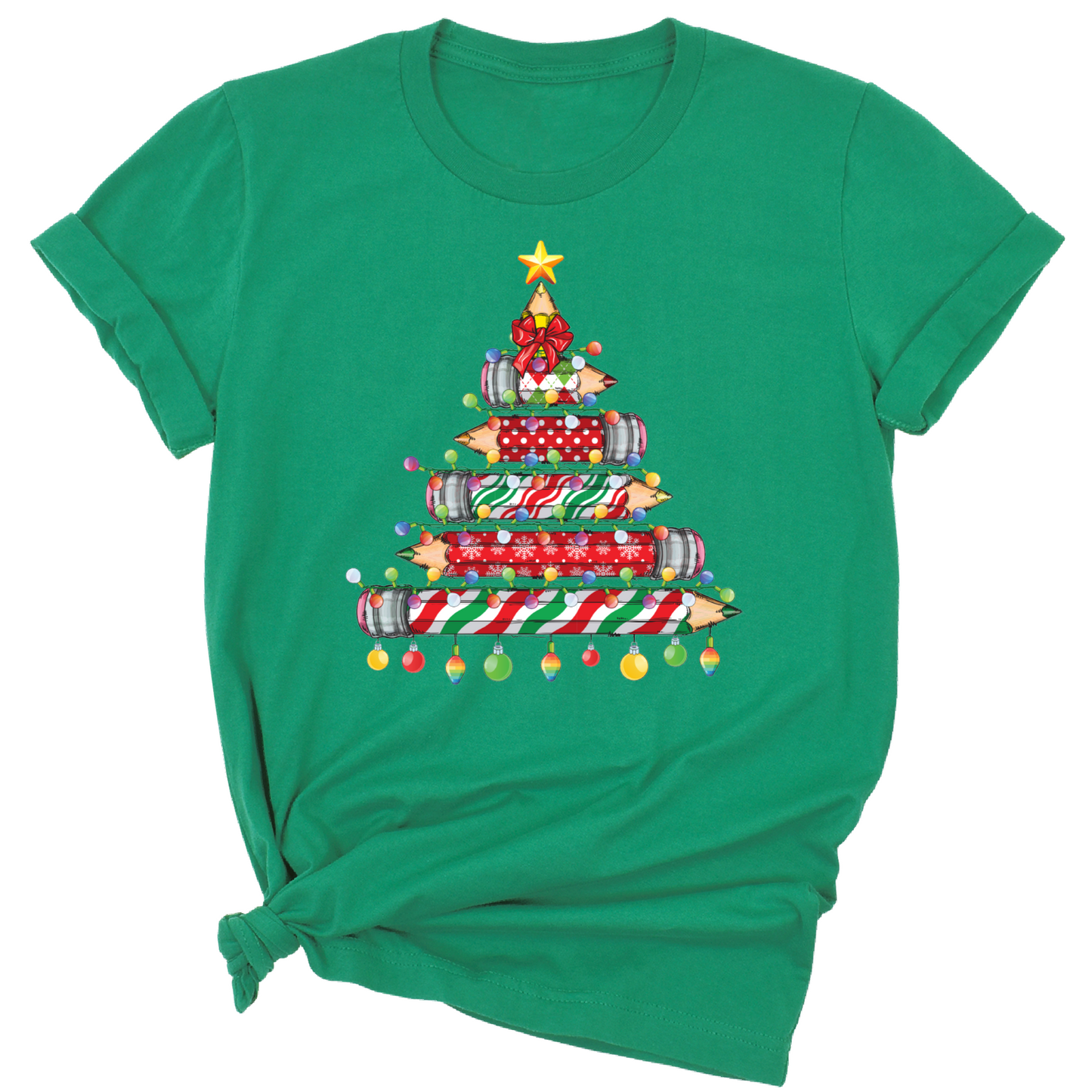 Christmas Pencil Tree Teacher DTF Transfer – Ready to Press Heat Transfers