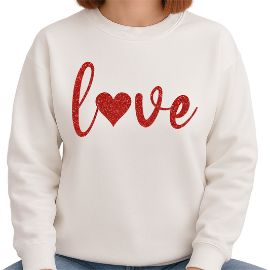 Valentine Love Heart Glitter DTF Transfer – Ready to Press - DTF NOVA