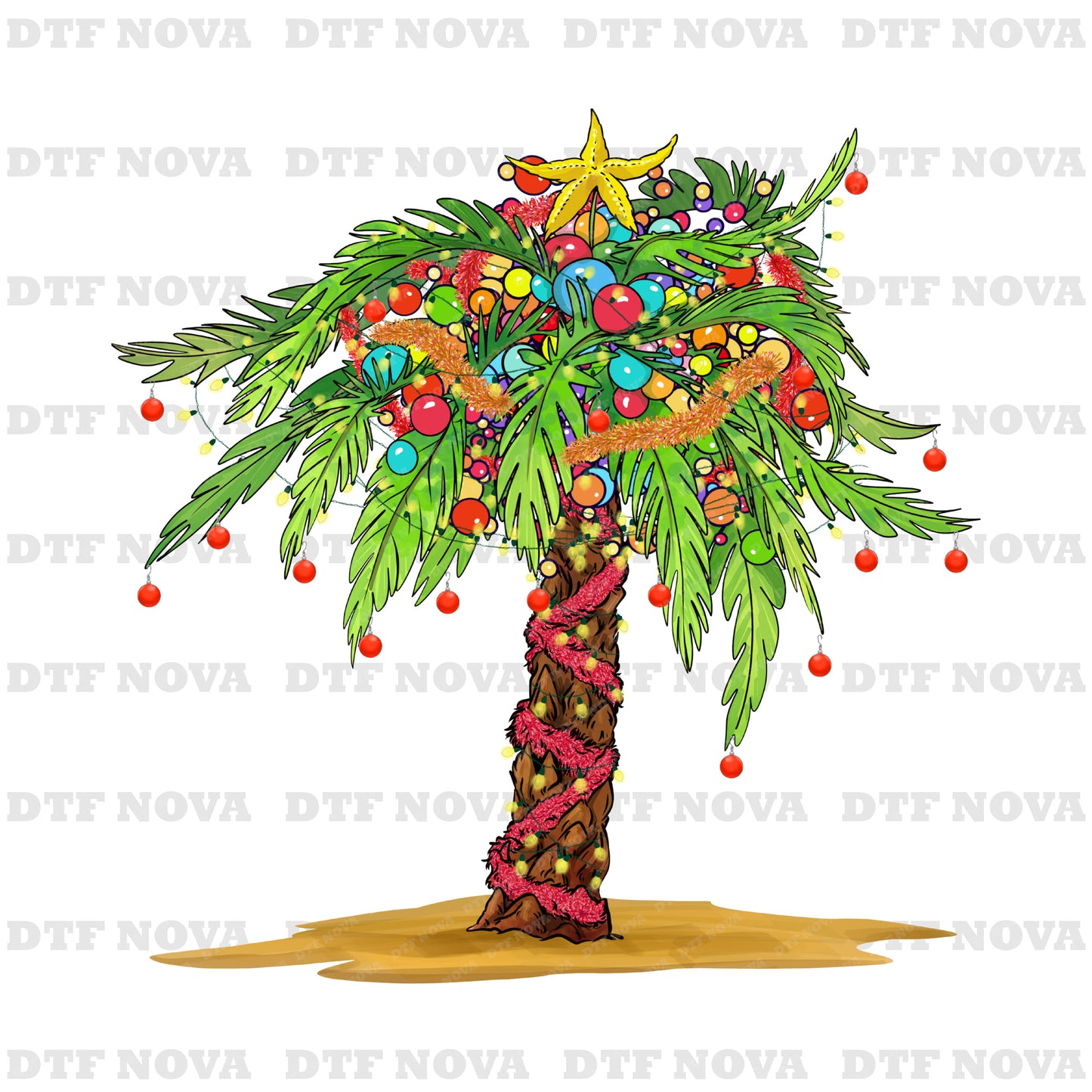 Tropical Christmas Palm Tree DTF Transfer – Ready to Press Heat Transfers