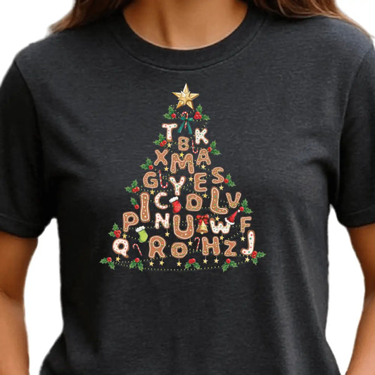 Alphabet Christmas Tree DTF Transfer – Teacher Holiday Lights Ready to Press - DTF NOVA