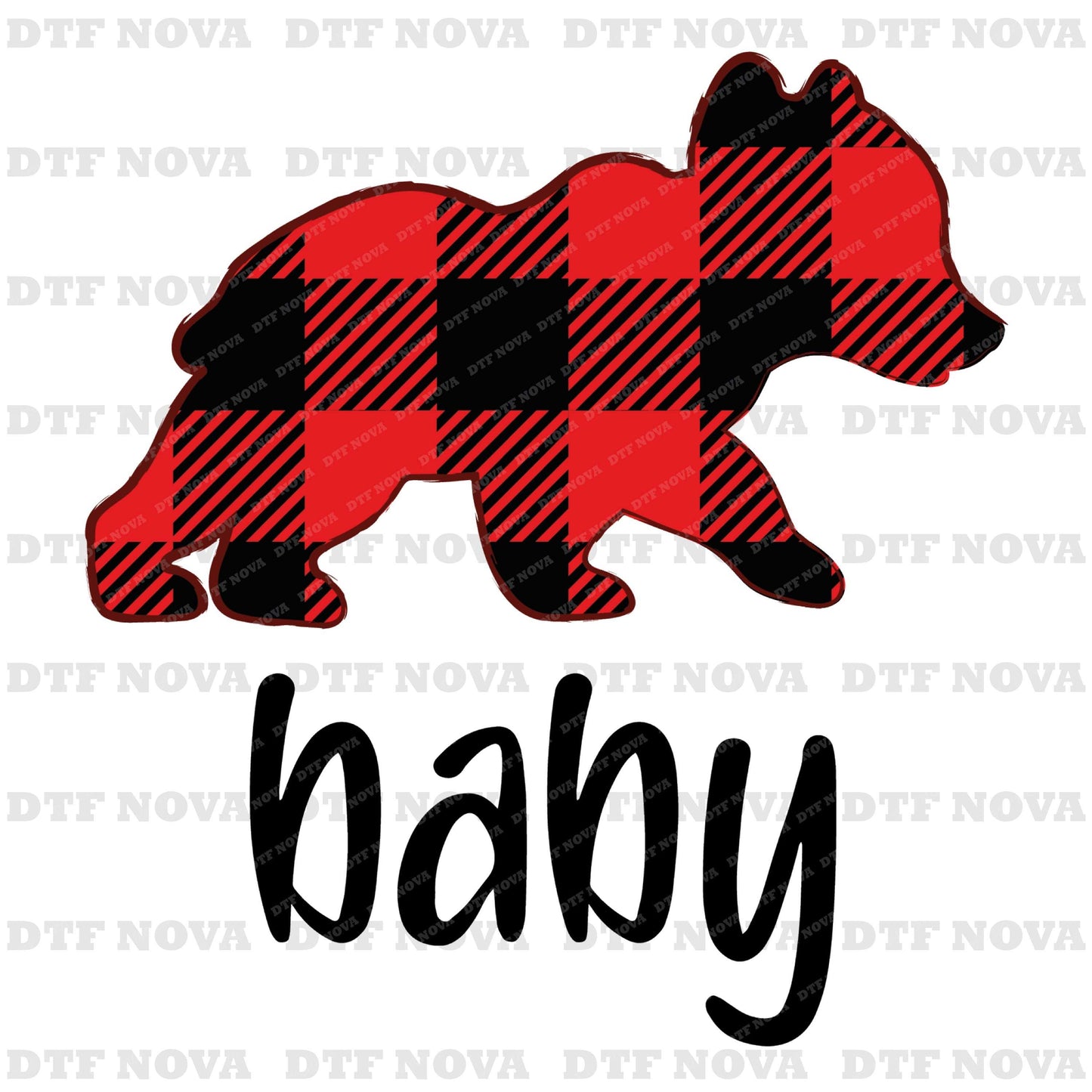Buffalo Plaid Bear Family DTF Transfer – Christmas Matching Ready to Press Heat Transfer - DTF NOVA