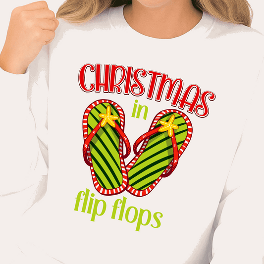 Christmas in Flip Flops DTF Transfer – Tropical Summer Christmas Ready to Press Heat Transfer - DTF NOVA