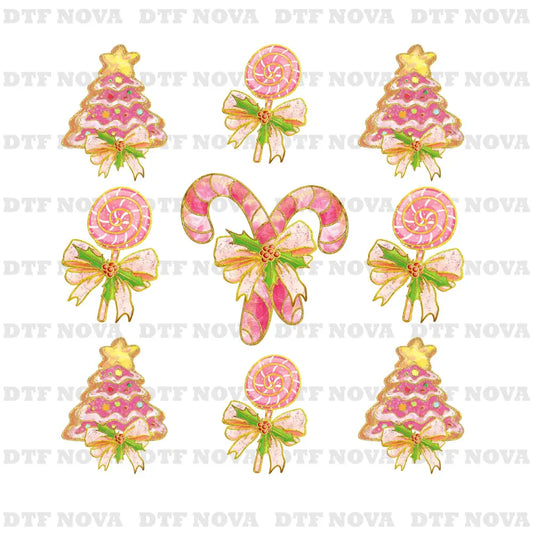 Christmas Lollipop DTF Transfer – Candy Cane Bow Holiday Ready to Press - DTF NOVA