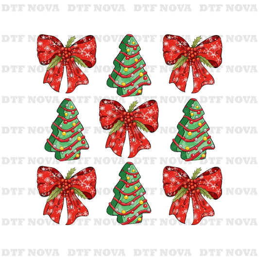 Coquette Bow Christmas Tree DTF Transfer – Girly Holiday Ready to Press - DTF NOVA