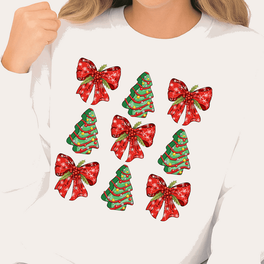 Coquette Bow Christmas Tree DTF Transfer – Girly Holiday Ready to Press - DTF NOVA