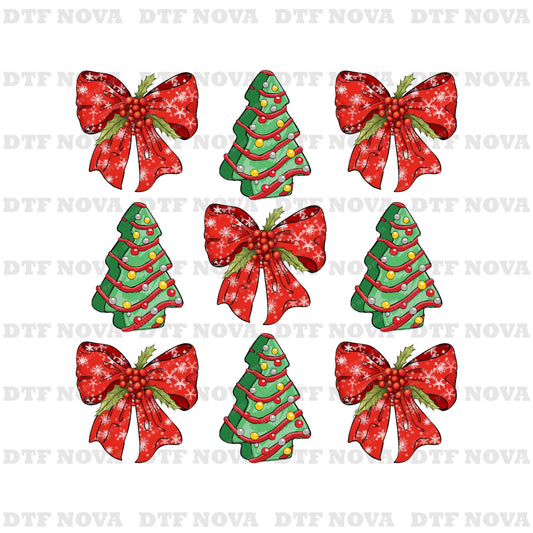 Coquette Bow Christmas Tree DTF Transfer – Girly Holiday Ready to Press - DTF NOVA