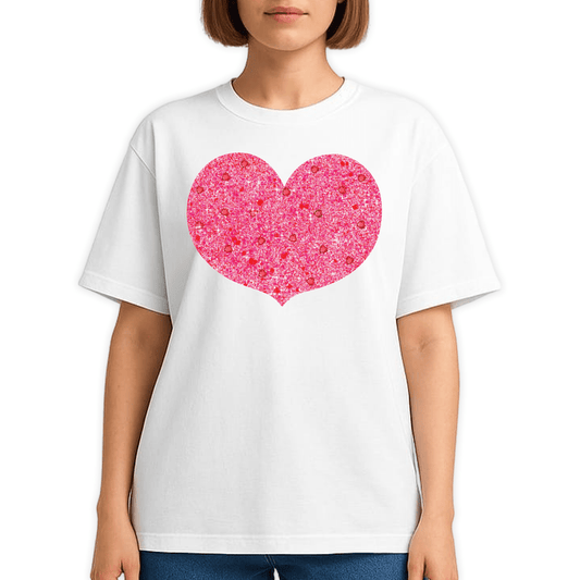 Glitter Pink Heart Valentine DTF Transfer – Ready to Press - DTF NOVA - Ready DTF Transfers - NOVA DTF