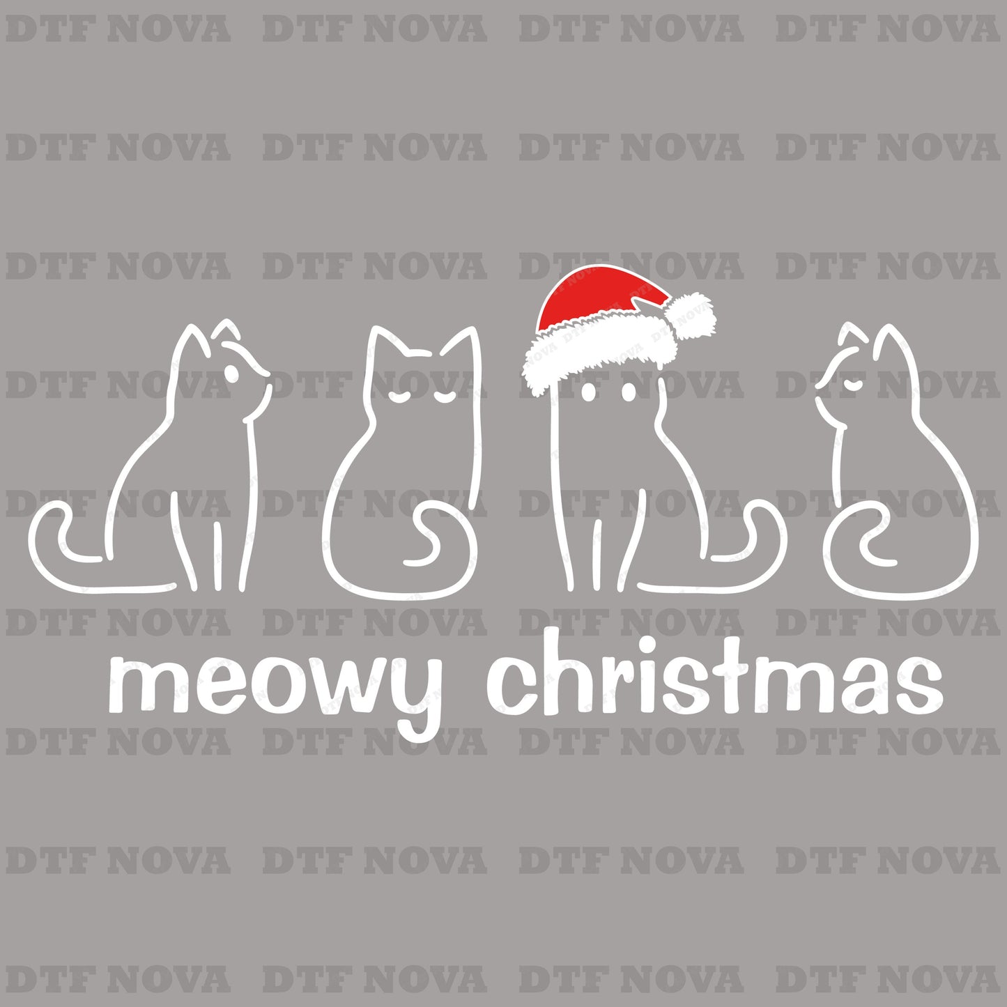 Meowy Christmas Cat DTF Transfer – Ready to Press Heat Transfers - DTF NOVA