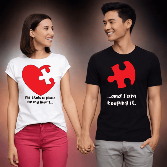 Puzzle Heart Valentine DTF Transfer – His & Hers Love Design - DTF NOVA - Ready DTF Transfers - NOVA DTF