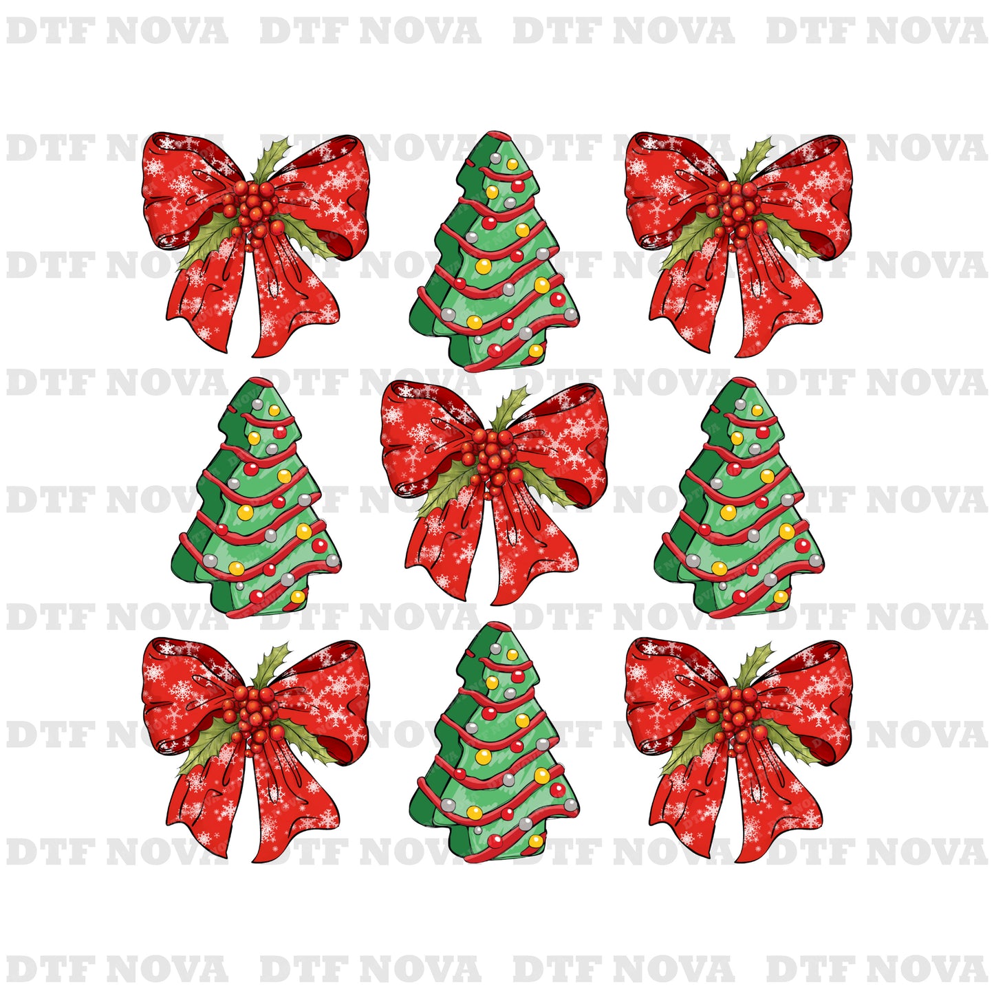 Coquette Bow Christmas Tree DTF Transfer – Girly Holiday Ready to Press