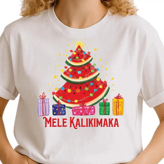 Tropical Christmas Watermelon Tree DTF Transfer – Mele Kalikimaka Summer Holiday Shirt Design - DTF NOVA - Ready DTF Transfers - NOVA DTF