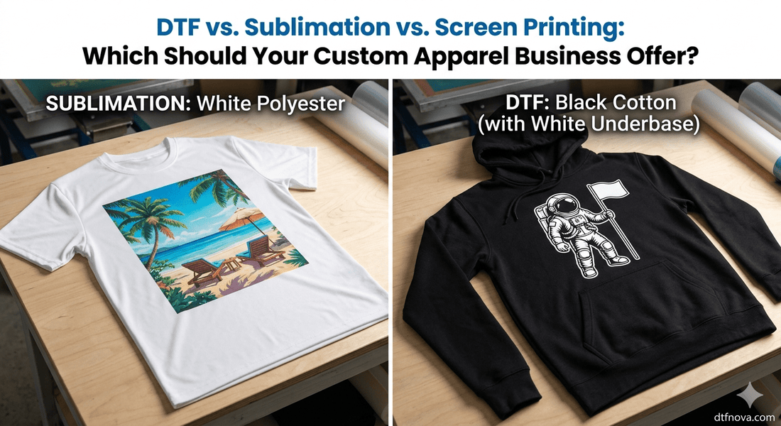 DTF vs. Sublimation vs. Screen Printing: Which Should Your Custom Apparel Business Offer? - DTF NOVA