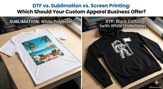 DTF vs. Sublimation vs. Screen Printing: Which Should Your Custom Apparel Business Offer? - DTF NOVA