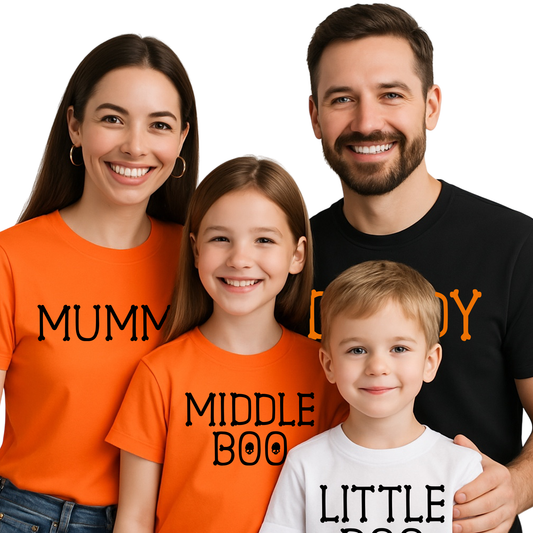 Mummy, Daddy, Middle Boo, Little Boo – Family Halloween DTF Transfers | Ready to Press Heat Transfers