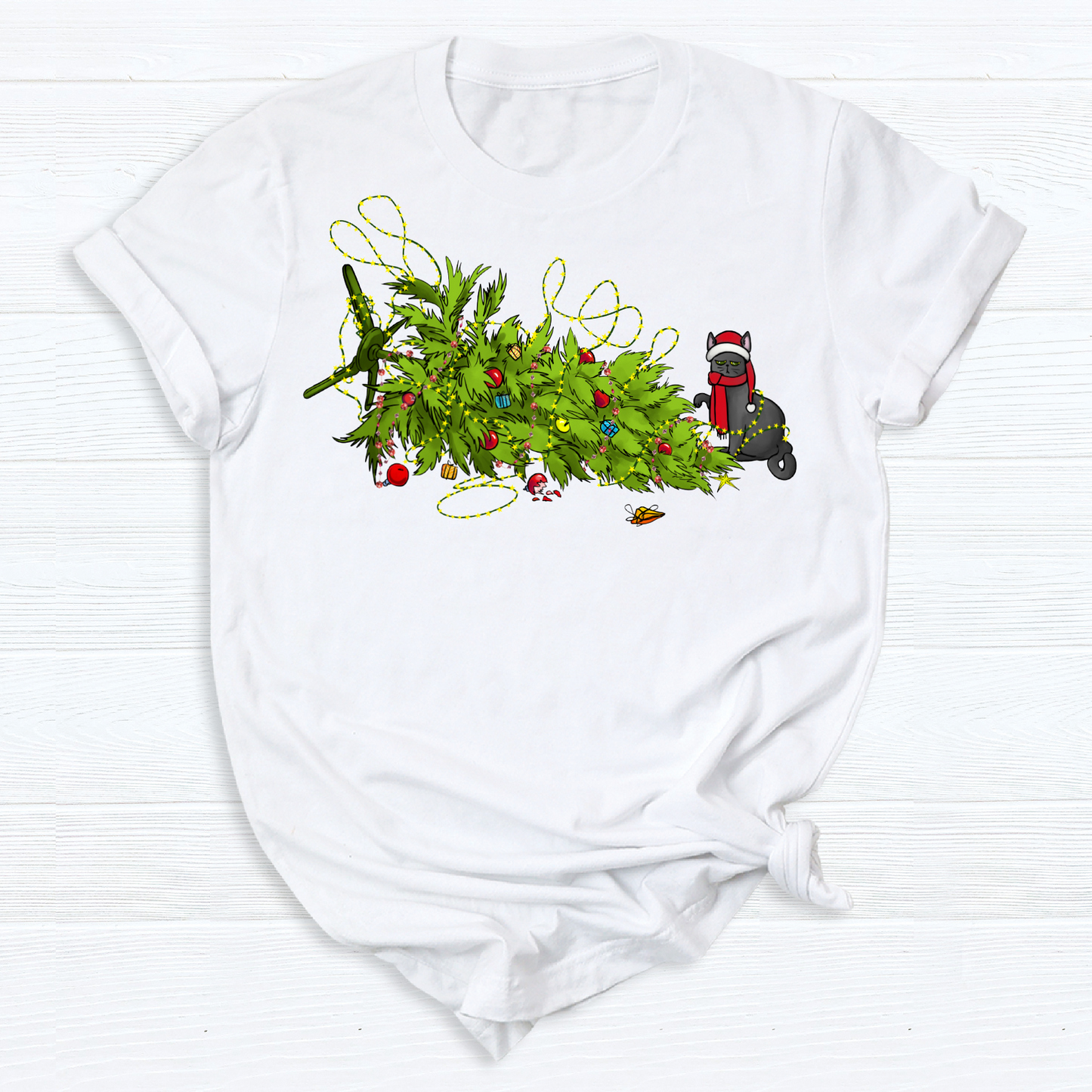 Christmas Tree Cat DTF Transfer – Funny Holiday Cat Mom Ready to Press Heat Transfer