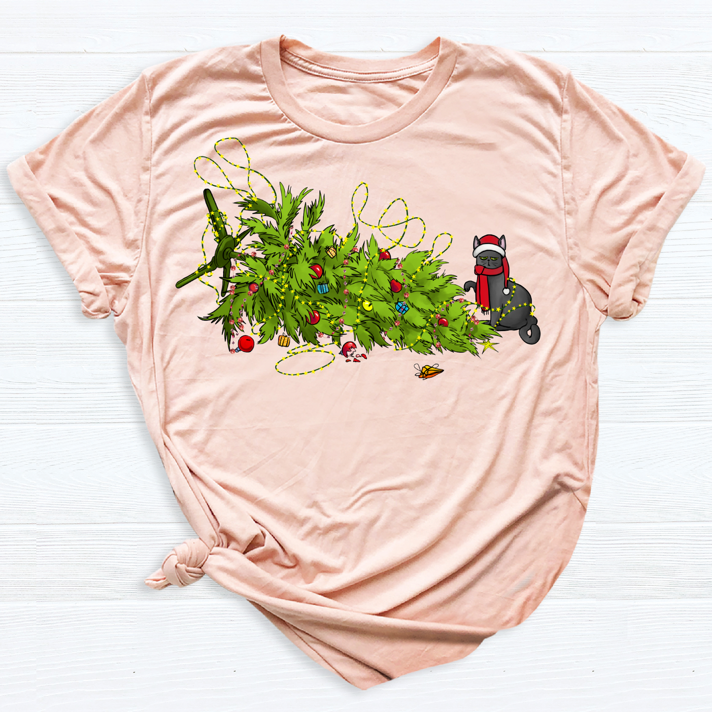 Christmas Tree Cat DTF Transfer – Funny Holiday Cat Mom Ready to Press Heat Transfer