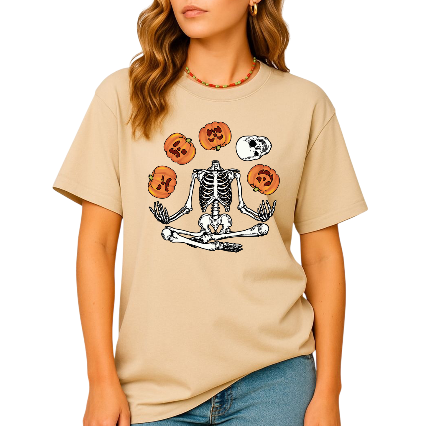 Pumpkin Skeleton DTF Transfer – Halloween Ready to Press Heat Transfer