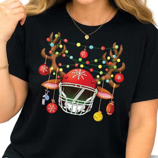 Football Christmas DTF Transfer – Santa Hat Sports Holiday Ready to Press