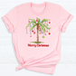 Merry Palm Tree Christmas DTF Transfer – Tropical Holiday Beach Ready to Press Heat Transfer