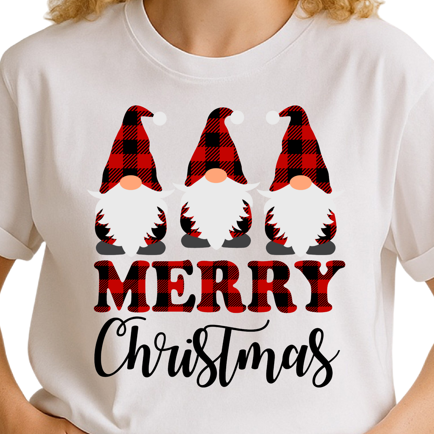 Buffalo Plaid Gnomes Merry Christmas DTF Transfer – Holiday Ready to Press