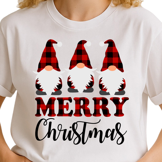 Buffalo Plaid Gnomes Merry Christmas DTF Transfer – Holiday Ready to Press