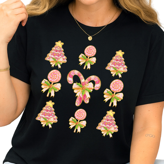 Christmas Lollipop DTF Transfer – Candy Cane Bow Holiday Ready to Press