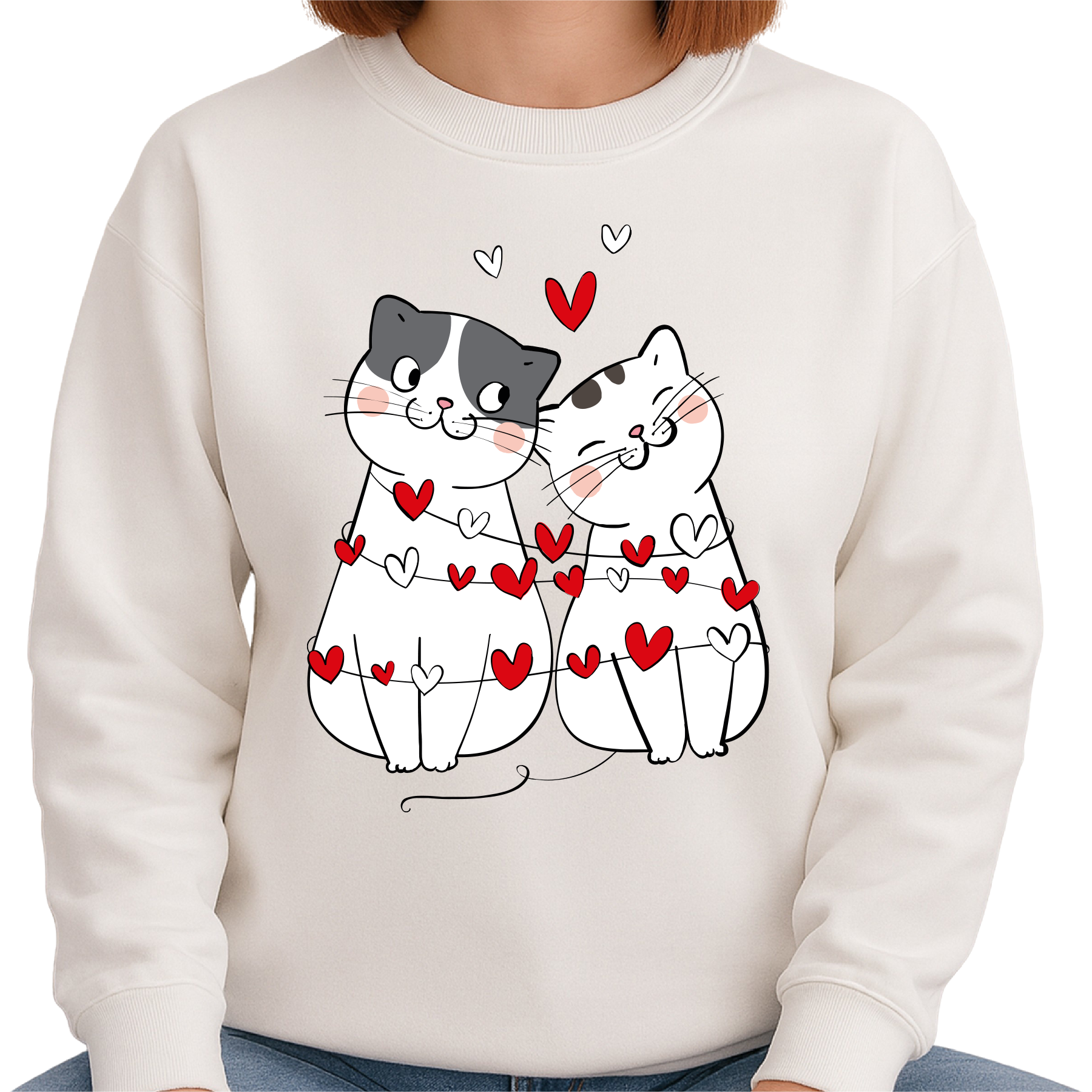 Valentine Cat Couple DTF Transfer – Ready to Press Heat Transfers - DTF NOVA