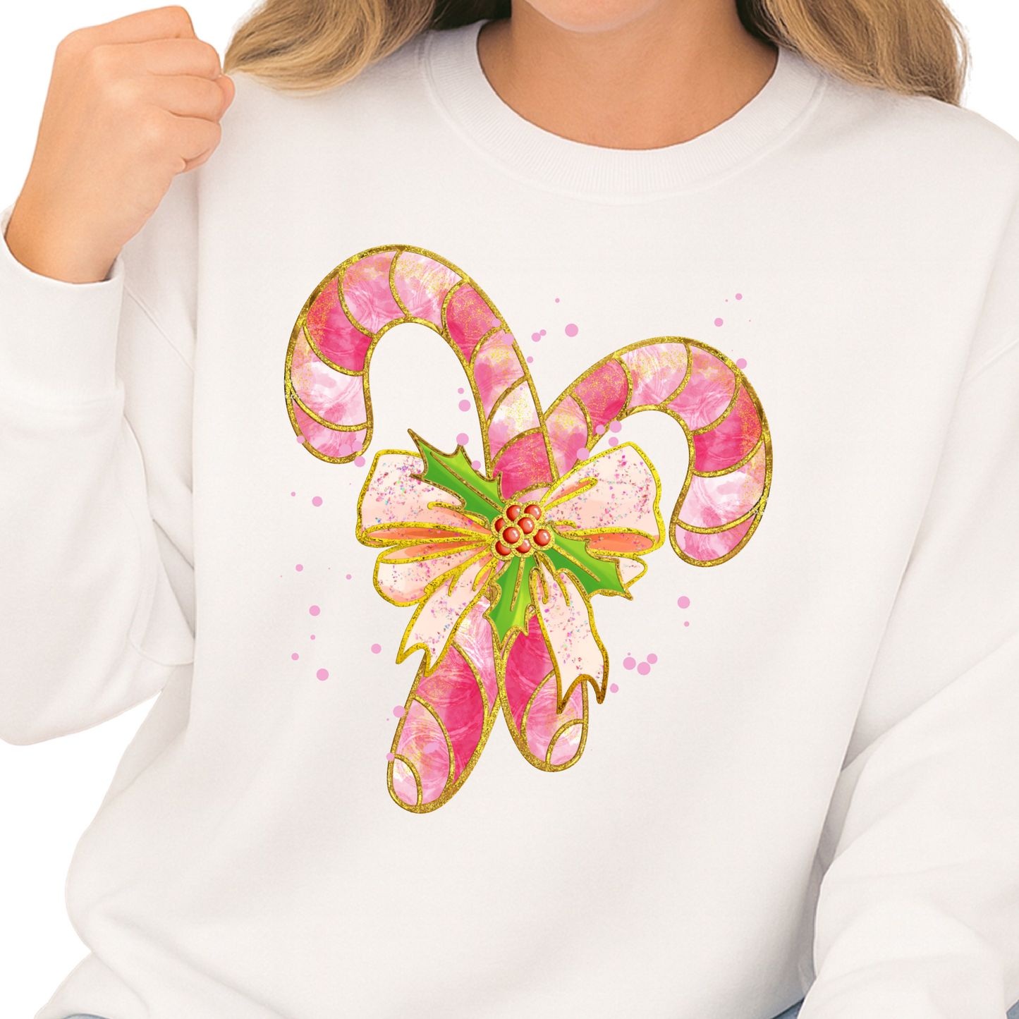 Christmas Candy Cane Bow DTF Transfer – Coquette Holiday Ready to Press