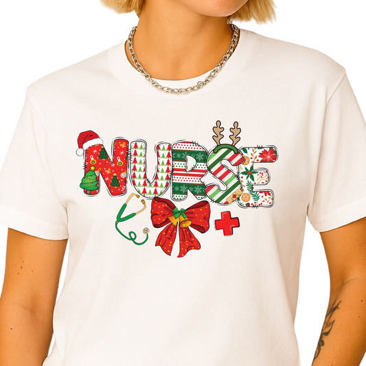 Nurse Christmas DTF Transfer – Holiday Nursing Shirt Ready to Press