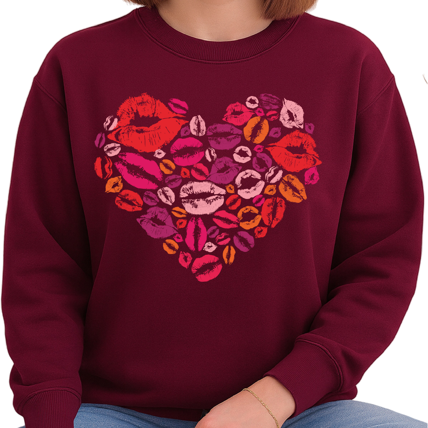 Heart Lips Valentine DTF Transfer – Cute Love & Kiss Design - DTF NOVA