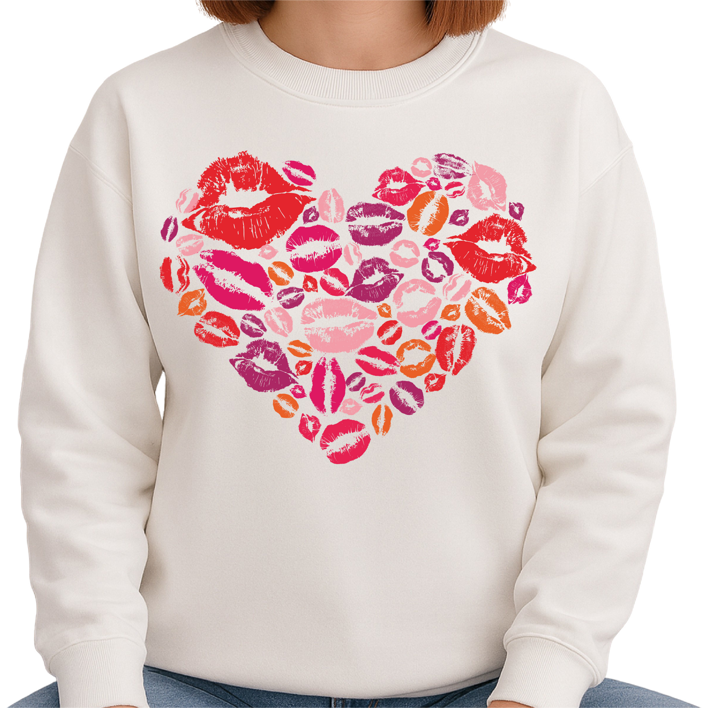 Heart Lips Valentine DTF Transfer – Cute Love & Kiss Design - DTF NOVA