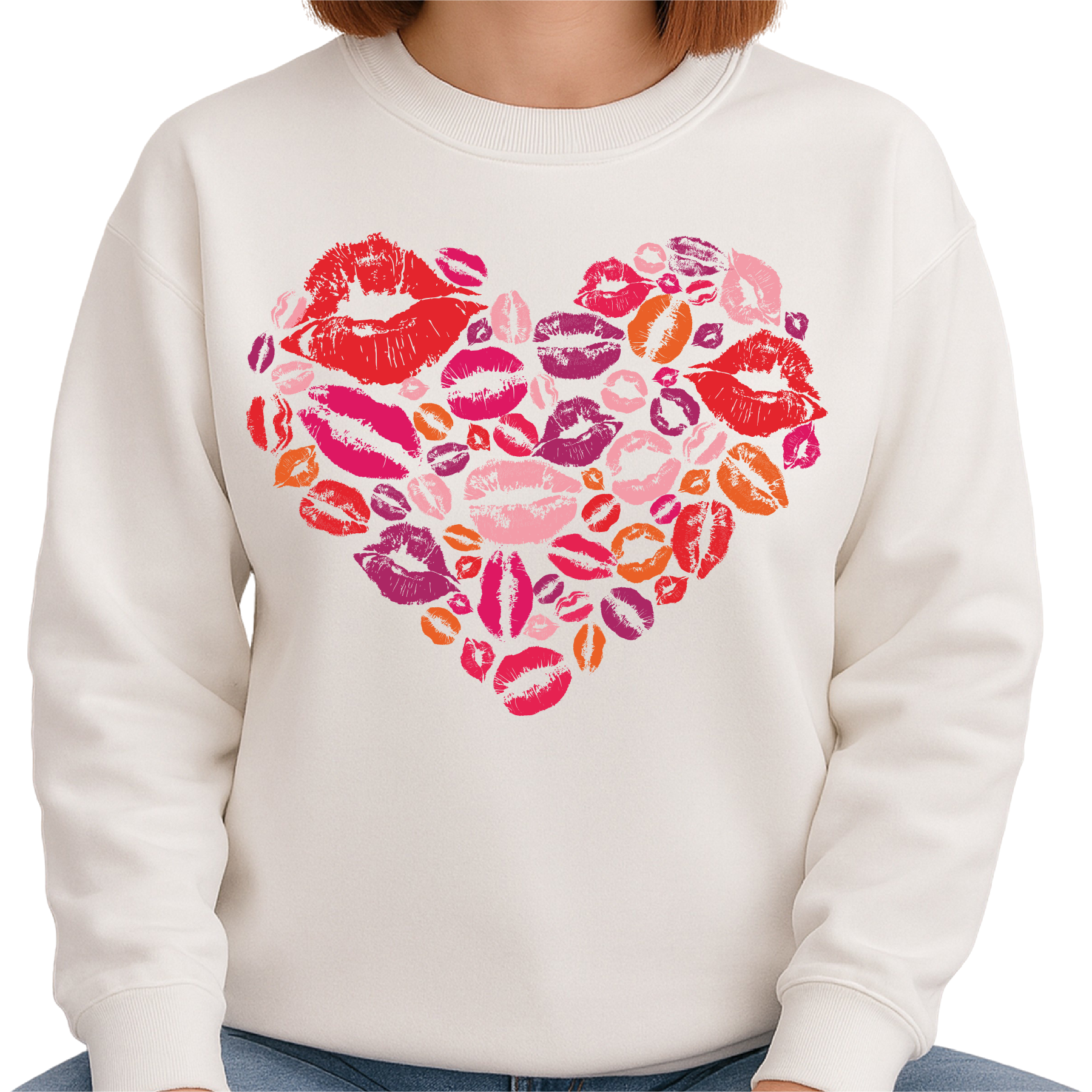 Heart Lips Valentine DTF Transfer – Cute Love & Kiss Design - DTF NOVA