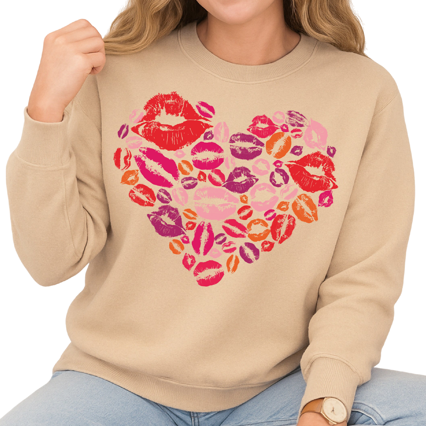 Heart Lips Valentine DTF Transfer – Cute Love & Kiss Design - DTF NOVA