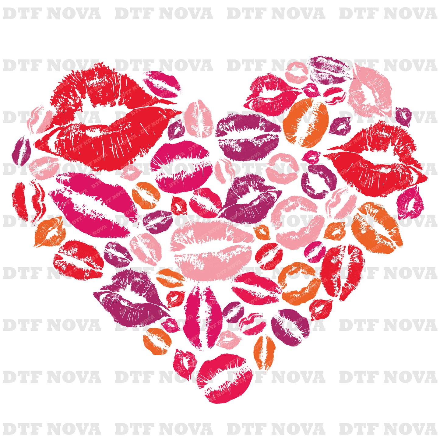 Heart Lips Valentine DTF Transfer – Cute Love & Kiss Design - DTF NOVA