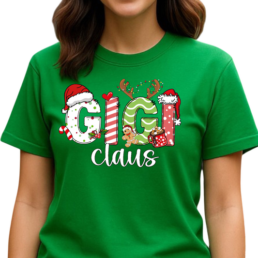 Gigi Claus DTF Transfer – Mama & Grandma Christmas Shirt Ready to Press
