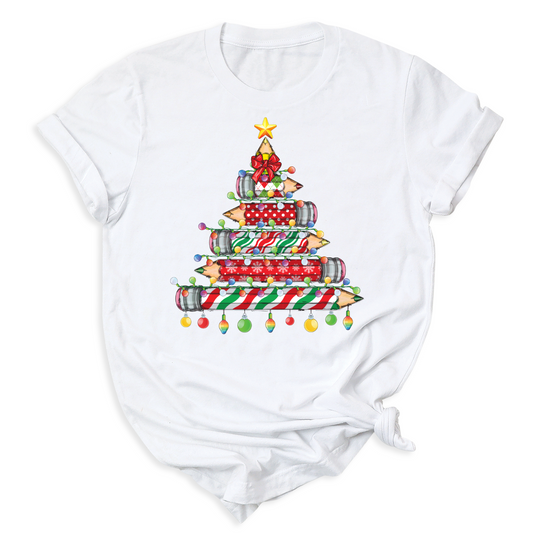 Christmas Pencil Tree Teacher DTF Transfer – Ready to Press Heat Transfers