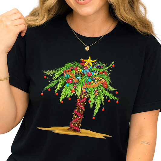 Tropical Christmas Palm Tree DTF Transfer – Ready to Press Heat Transfers