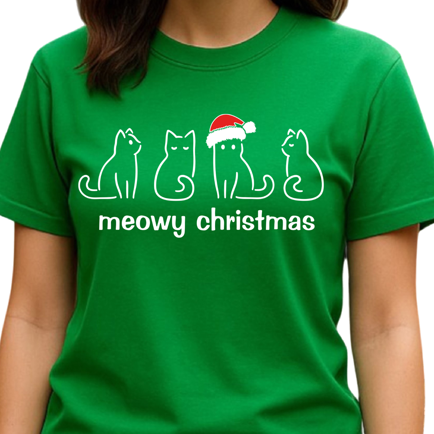Meowy Christmas Cat DTF Transfer – Ready to Press Heat Transfers