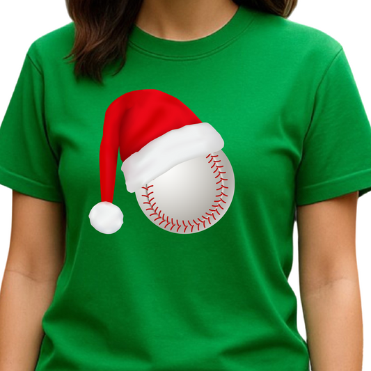 Christmas Baseball Ball with Santa Hat DTF Transfer – Ready to Press Heat Transfer
