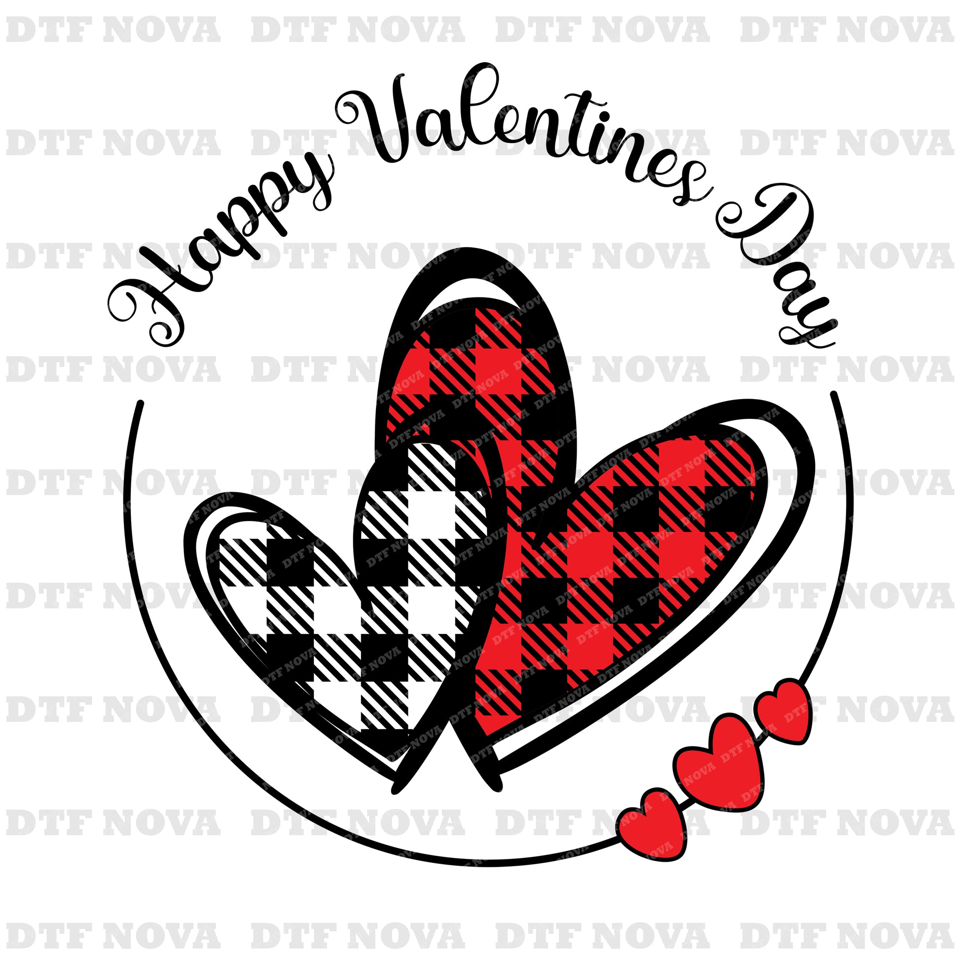 Buffalo Plaid Valentine Hearts DTF Transfer – Love & Anniversary - DTF NOVA